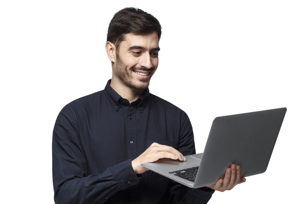 Man accessing user portal from anywhere